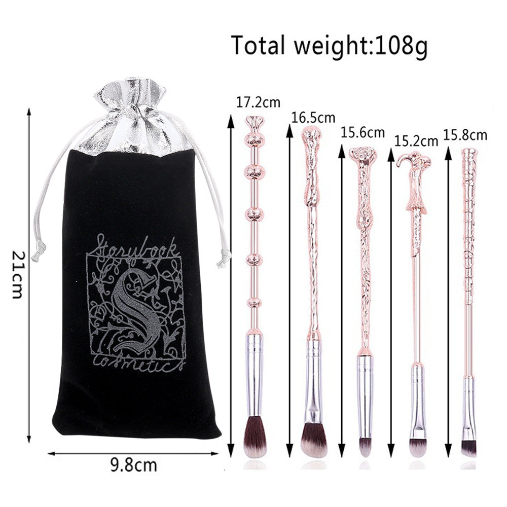 5-Piece Makeup Brush Set for Eye Makeup – Rose Gold & Black