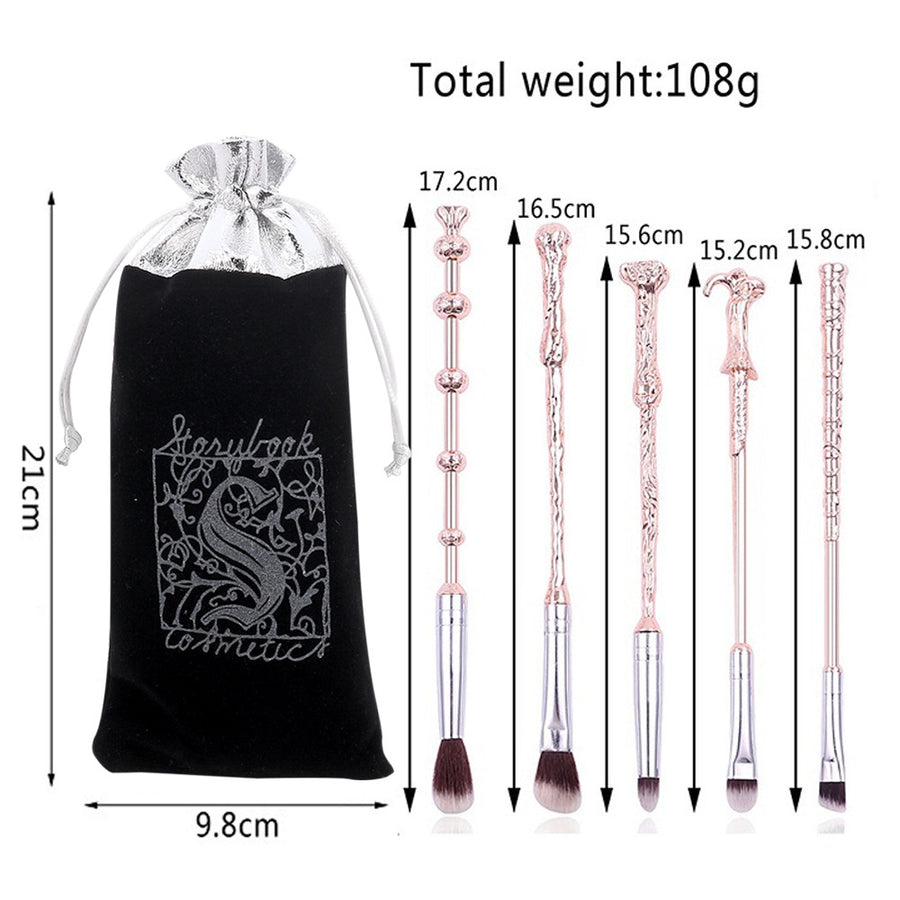 5-Piece Makeup Brush Set for Eye Makeup – Rose Gold & Black